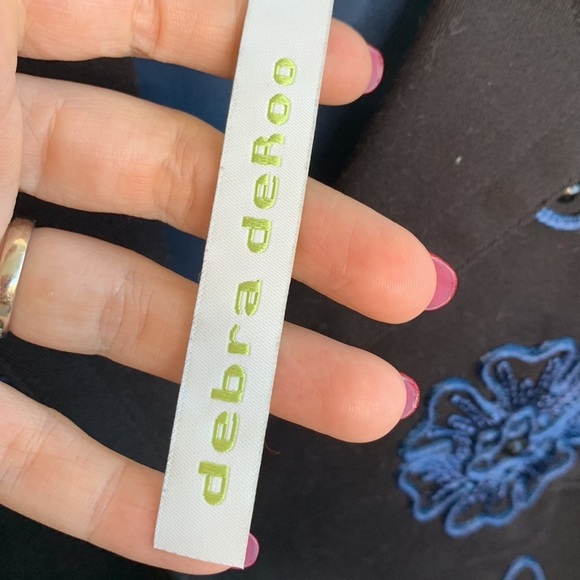 Debra Deroo Embroidered Beaded Cotton Black Blazer Jacket sz P - Picture 7 of 10